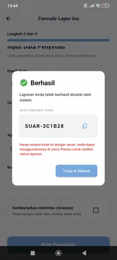 Laporan Berhasil